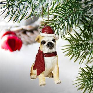 Design Toscano JH576304 Jul Xmas Bulldog Holiday Dog ornamenter