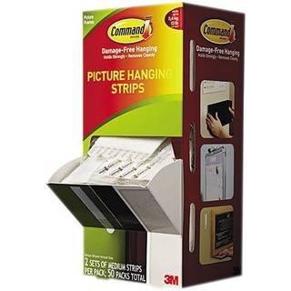 Kommandobillede hængende strimler kabinetpakke aftagelig holder op til 6 kg pr. Par 0,75 x 2,75 hvidt 4/sæt 50 sæt/karton