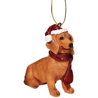Design Toscano JH576308 Jul Xmas Dachshund Holiday Dog ornamenter i fuld farve