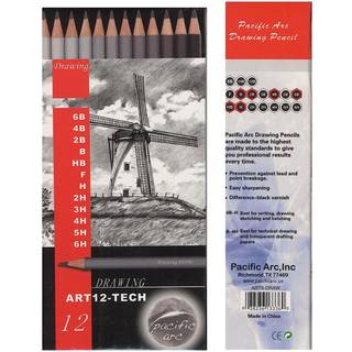 Pacific Arc Premium Graphite tegning blyanter til kunstnere Tech Pack - Professionelle blyanter til tegning af udkast til skitsering og skygge 12