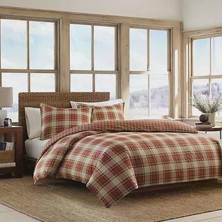 Eddie Bauer - King Duvet Cover Set Reversible Cotton Bedding With Matching Shams Stilful Home Decor for All Seasons (Edgewood Red King)