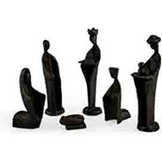 Danya B. Modern Christmas Easter Manger Nativity Scene - 9 -tommer Iron Nativity Set med 6 skulpturer (Baby Jesus i en krybbe Joseph Mary og de t