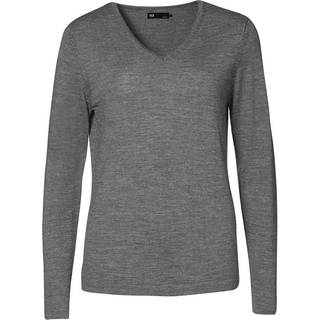 ID 0641 Pullover merino dame Grå melange 2XL