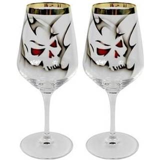 Skull Vinglas Guld 35cl, 2-pak - Nybro