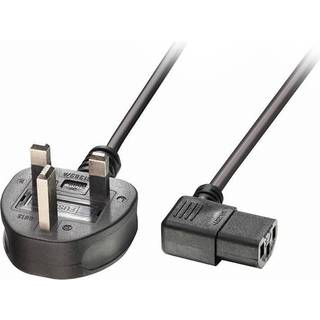 LINDY UK  Mains  Power  Cable  UK  3  Pin  Plug  to  Right  Angled  IEC  C13,  1m  Black