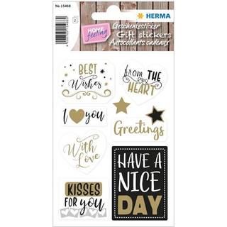 HERMA Stickers HOME gift stickers best wishes gold embossed