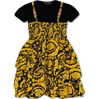 Versace Kids Barocco cotton-blend dress - yellow - Y 10