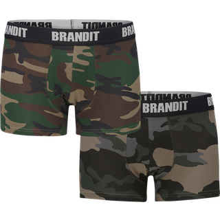 Brandit Boxershorts med Logo 2-Pak Woodland / Sort
