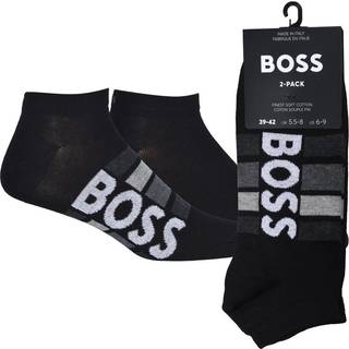 BOSS 2-pak Stripe Cotton Ankle Socks - White - Str 39/42