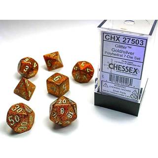 Glitter Gold with Silver Dice Set - Rollespilsterninger - Chessex