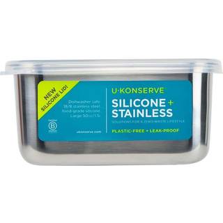 U Konserve rustfrit st?l madopbevaring bento boks container l?kage bevis silikone l?g opvaskemaskine sikker - plastfri (50 oz klar)