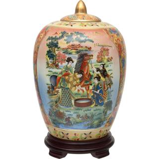 R?d lanterne 11 """" Hest i Meadow Porcelain Vase Jar Multicolor