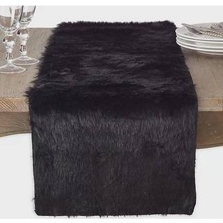 Saro Lifestyle Faux Fur Design Topper Table Runner Black 15 """" X108 """"