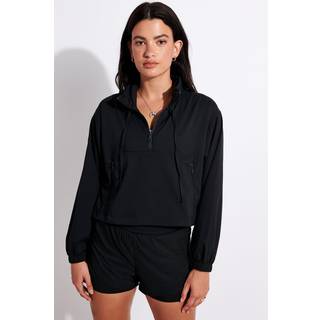 Girlfriend Collective Hummingbird Half Zip windbreaker, sort, Størrelse: S, Dame