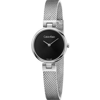 Calvin Klein Authentic Quartz Black Dial Silver Milanase Stainless Steel Bracelet Ladies Watch K8G23121