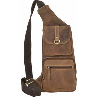 Greenburry Crossbody Bag Herren Leder Damen Brusttasche 26x43cm "Vintage" antikbraun Bodybag mit 2 aufgesetzten Taschen