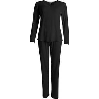 Lady Avenue Silk Jersey Long Sleeve Pyjamas - Black - Small