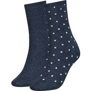 Tommy Hilfiger 2-pak Women Dot Sock - Navy-2 - Str 35/38 * Kampagne *