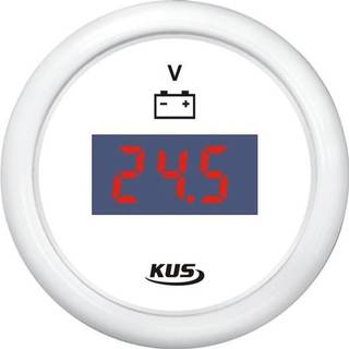 Digital voltmeter KUS, dugfri, Ø52 mm, 12 V / 24 V, hvid, 9 - 32V