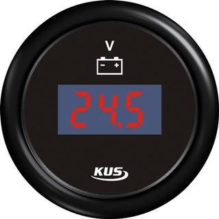 Digital voltmeter KUS, dugfri, Ø52 mm, 12 V / 24 V, sort, 9 - 32V