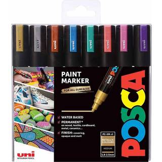 Posca Uni Marker PC-5M Metallic - 8 vandbaserede tuscher til alle overflader