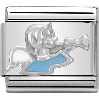 Nomination Classic - SilverShine aus Edelstahl mit 925er Silber und Emaille - himmelblauer Engel - 330204/12 - silber
