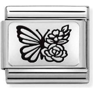 Nomination Butterfly With Flowers Charm - Stainless Steel - Silver