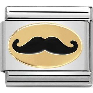 Nomination Classic - Composable Classic - 18k Gold, Emaille - Schnurrbart Monsieur - 030285/19 - schwarz