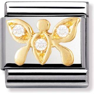 Nomination Classic - TIERE - LUFT Edelstahl, 18K-Gold und Cubic Zirc. (Schmetterling WEISS) - gold