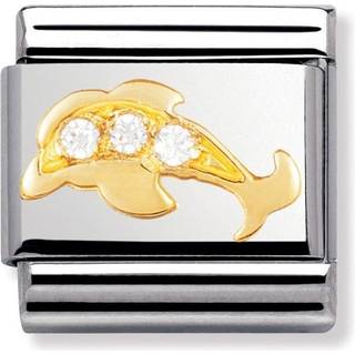 Nomination Classic - TIERE - WASSER Edelstahl, 18K-Gold und Cubic Zirc. (Delphin WEISS) - weiß