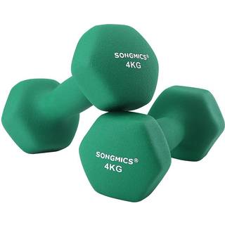 Songmics-håndvægte sæt, 2 x 4 kg Neopren håndvægte, træning i hjemmet, vandtæt og ikke-glid med mat finish, 20,5 x 9 cm, grøn syl68gn