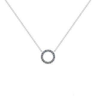 Cirkel 14 Karat Hvidguld Halskæde fra Smykkekæden med Diamanter 0,09 Carat W/SI