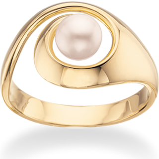 Scrouples 14 Karat Guld Ring med Ferskvandsperle 711635