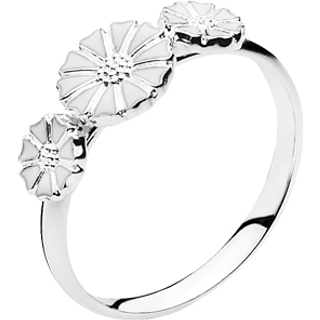 Lund Copenhagen marguerit ring 1x7,5 og 2x5mm - sølv/hvid - 907075-3-H