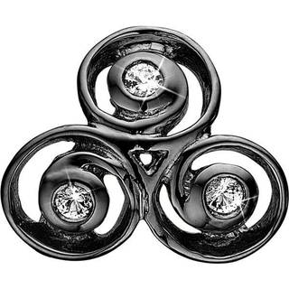 Christina Charm til læderarmbånd Open Leaf i sort sølv med 1 topas