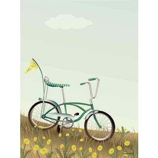Tilbud: Spar 75% - Bike With a Flag - Plakat 15x21 cm fra ViSSEVASSE