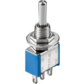 Miniature toggle switch - ON-OFF-ON, med lodning pins