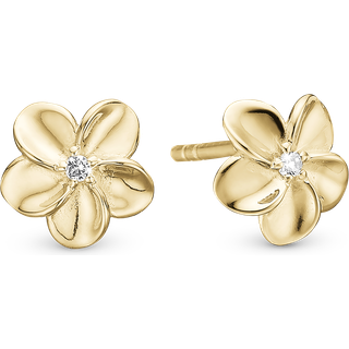 Flower Bouquet Ørestikker - Blankpoleret Forgyldt Sterling Sølv m. 2 Hvide Topas - Christina