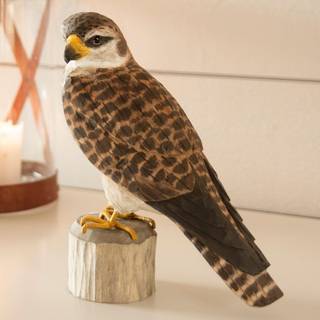 Wildlife Garden Decobirds Håndskåret Fugl Dværgfalk - Træfigurer Massiv Træ Brun - WG462