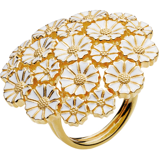 Lund Copenhagen marguerit ring mix blomster - forgyldt/hvid - 907075-19-M