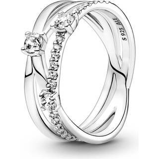 Pandora Sparkling Heart Solitaire Ring - Ring Size 56 - Silver
