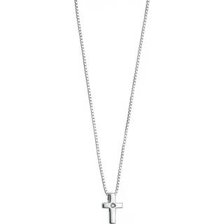 D For Diamond Silver Diamond Set Children's Cross And Chain - D8509