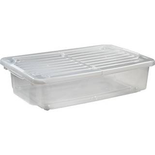 Opbevaringskasse med låg &amp; hjul Nordiska Plast Nordic Underbed, transparent, 790 x 490 x 200 mm, 55 liter
