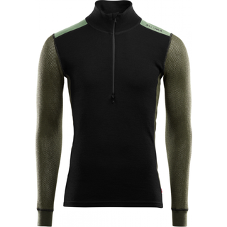 Aclima Men's WoolNet Hybrid Mockneck Jet Black/Olive Night/Dill, Jet Black / Olive Night / Dill, S