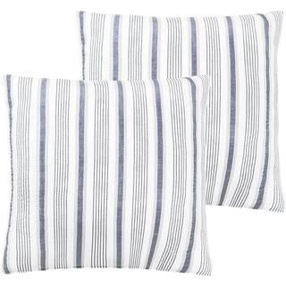 Levtex Home - Camden - Euro Shams (S?t p? 2) - Quilt Back Stripe - Subtile Famhouse Stripe - Navy og fl?de - (26x26in.) Ingen indsats