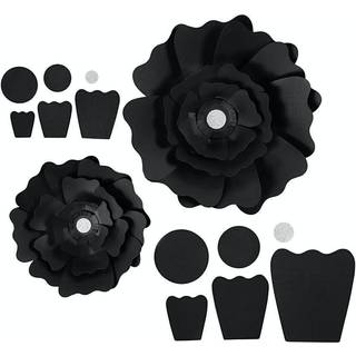 Papirblomster sæt, sort, 15+25 cm, 2 stk.
