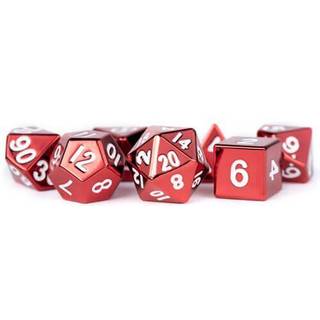Metal Red - Polyhedral Metal 16mm - Rollespils Terning Sæt - Metallic Dice Games
