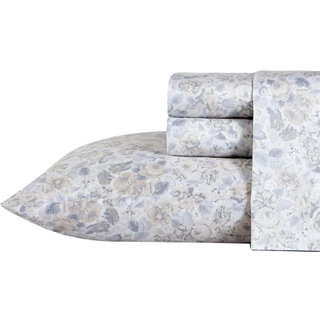 Laura Ashley Home - King Sheets Soft Sateen Cotton Bedding Set - Slank Glat & Breathable Home Decor (Quartet Gray 4 Pcs King)