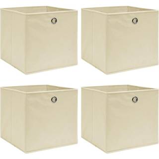 Opbevaringskasser Med Låg 32X32X32 Stof Sort - 4 / Cremefarvet uden låg