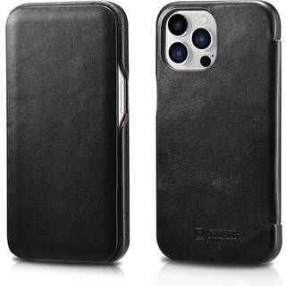 iPhone 13 Pro Max - ICARER Vintage ægte læder cover - Sort